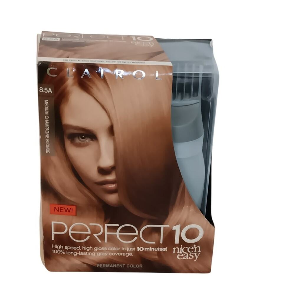 Clairol Perfect 10 Medium Champagne Blonde 8.5A Permanent Hair Color Dye Box